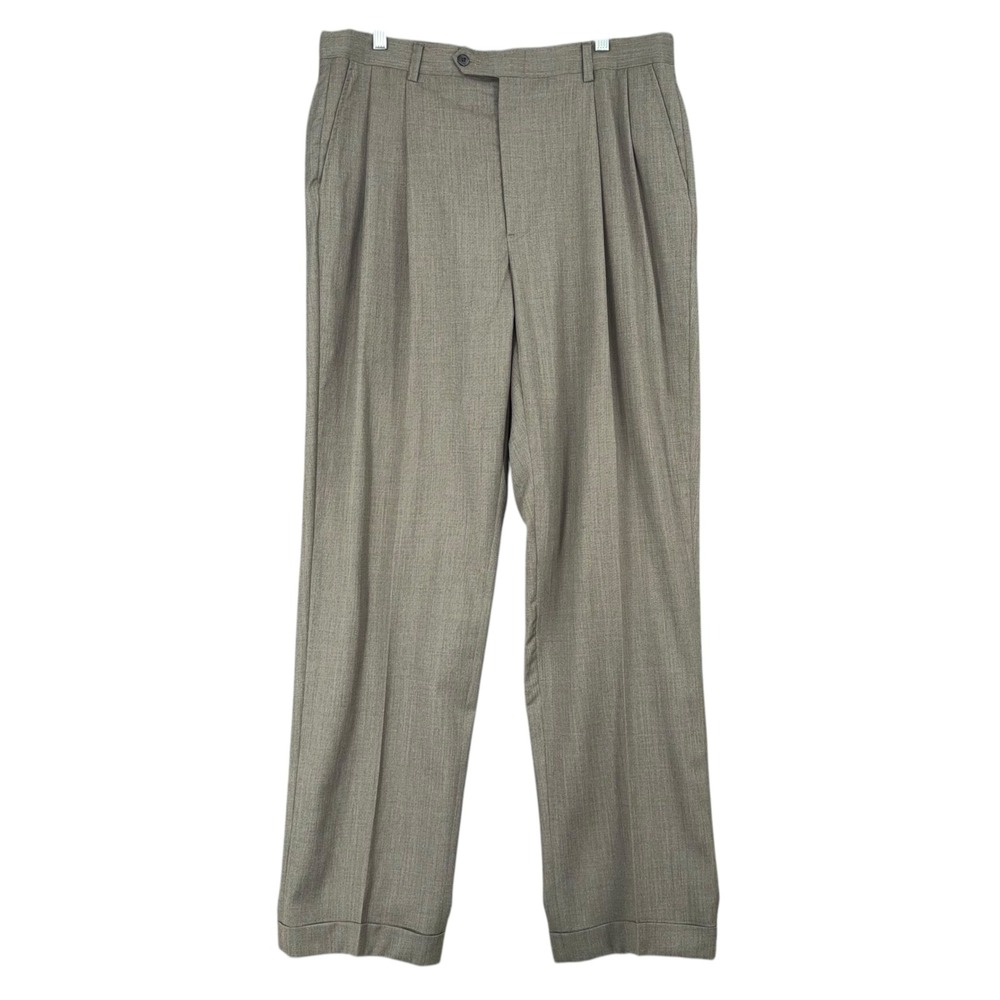 Sansabelt Mens Pleated Dress Pants Trousers Tan Size 36 Mint Edition Sansabelt‎
